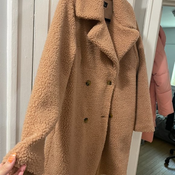 Dusty Pink Fleece Peacoat - Picture 4 of 7